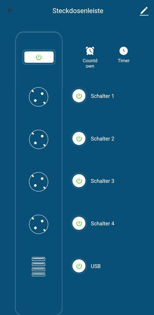 HAMA Steckdosenleiste Ansicht in der Tuya-App