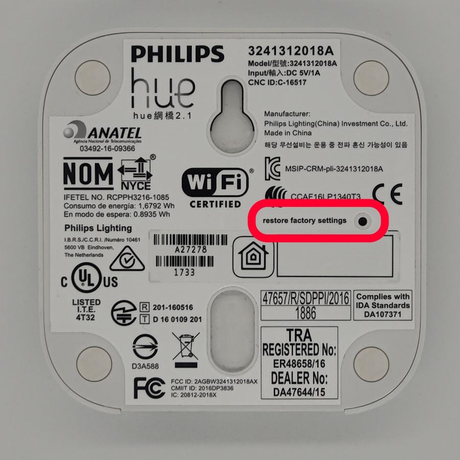 Philips Hue Bridge zurücksetzen