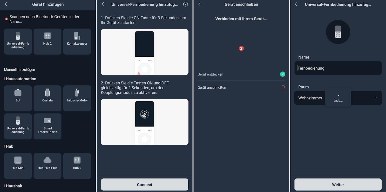 SwitchBot Universal Remote mit der App verbinden.