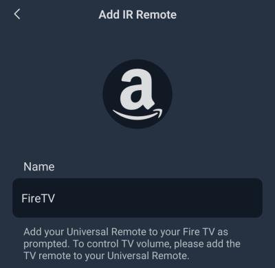 Fire TV wird als neues Gerät hinzugefügt.