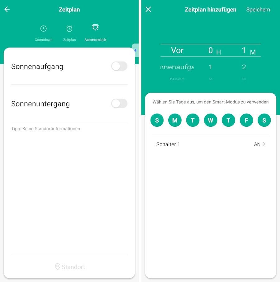 Automatische Schaltung der Woox Steckdosen bei Sonnenaufgang & Sonnenuntergang