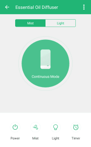 Auch in der Geräteansicht kannst du den Diffuser steuern.