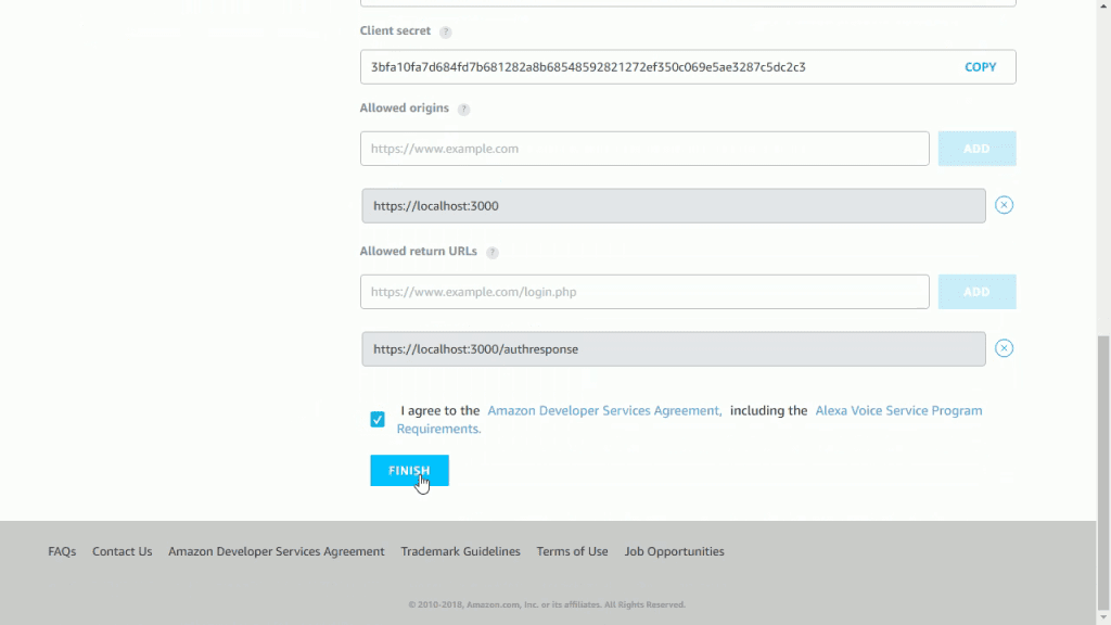 Trage hier auch die URLs zur Authentifizierung ein.