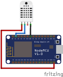 Mit dieser Schaltung wird der ESP8266 DHT22-Sensor gebaut.